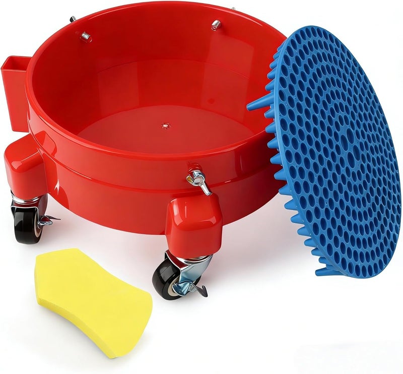 Linforking Bucket Dolly 5 Gallon with Wheels,360°Rolling Car Wash Buckets Dolly for 2.5 to 5 Gallon Buckets with Bucket Insert,Cleaning Brush,Supports Up to 300 lbs - Image 1